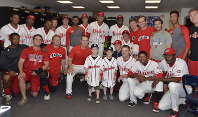 Michael and Dillon Jacobs, sons of officer Allen Lee Jacobs, were honored by the Greenville Drive Sunday in a full day of activities that included batting practice, warmups with players and throwing out the ceremonial first pitch.
 