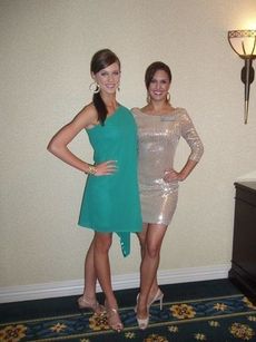 Sydney Sill and Lauren Cabaniss model dresses at last weekend's Miss South Carolina Forum.