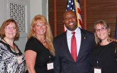 Beth Purcell, (second from left) South Carolina President, joined the national PublicSchoolsOptions.org board of directors on Capitol Hill. Joining Purcell in the photo with South Carolina Senator Tim Scott are Cherie Nielson from Virginia (treasurer), Alisa Hug, Georgia director, and Sandy Smith, Michigan director.
