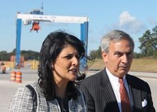 Gov. Nikki Haley and Jim Newsome, S.C. Ports Authority CEO, made a quick trip to Greer for a walk-through of the Inland Port facilities.