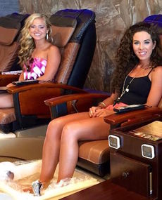Emma Kate Rymer, left, Miss Greater Greer Teen, and Anna Brown, Miss Greater Greer enjoy a girls out day less than a week before leaving for Columbia and the Miss South Carolina pageant.
 