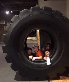 The boys enjoy a visit to the South Carolina Museum where they nearly got lost in a huge tire.
 