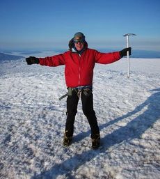 Eureka! Jack Murrin reaches the summit of Mount Rainier on July 2.