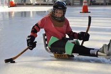 Martha Childress enjoyed a session of sled hockey before heading back to Columbia to begin her spring semester.
 