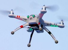 This quadcopter is similar to the one that hovered over the infield at Fluor Field during a Greenville Drive game last week.
 