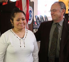 Sandra Rivera became a naturalized citizen Friday in a ceremony at Buena Vista Elementary School. Dick Pierce, right, helped mentor her during the process.
 
 