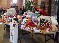 This table of stuffed animals didn't exist after the children got through with it Saturday.
 