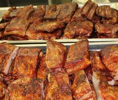Mountains of Fred Earle's mouth-watering ribs with his secret recipe.
 