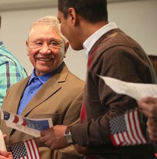 There were smiles all around from the new U.S. citizens.
 
