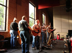 The Wooden Nickels band, playing jazz and the blues, entertained guests at the Cannon Centre. The acoustics were enhanced by strategically placed soundboards throughout the venue.