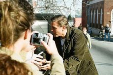 George Clooney greeting admirers on Poinsett Street.
 