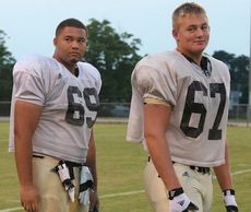 Ty Campbell (69) and Cole Henderson (67) got some well deserved cheers when they were introduced to Greer fans. The big linemen had solid performances in the scrimmage versus Gaffney.