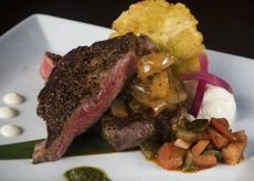The plating was as much part of Rivera's lure as the food, as this ribeye.
 