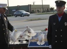 White doves, used for the first time in the annual ceremony, pay tribute to the victims and heroes of 9/11.
 