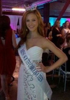 Sydney Sill, Miss South Carolina Teen, with sash and crown is a junior honor student from James F. Byrnes High School.