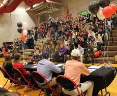 The Blue Ridge High School signees were showcased with cheerleaders, the band and senior class members.
 