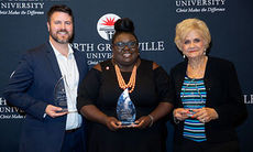 From left: Justin Pitts, Janice Alford and Bea Dillard were  honored by the NGU alumni association at a recent awards ceremony held at the fall Alumni Connect event at the Cannon Centre in Greer.