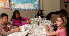 Riverside Middle students hard at work on their their drinking vessels.
