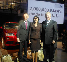 BMW Manufacturing Co. in Greer announced it is investing $900 million, adding 300 jobs and expanding its X-model family. Participating in the announcement are, from the left, Josef Kerscher, President of BMW Manufacturing, Gov. Nikki Haley and Frank-Peter Arndt, BMW Group Board Member responsible for Production.