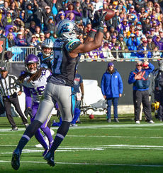 Devin Fungess caught three passes from Cam Newton for 59 yards and one TD.
 