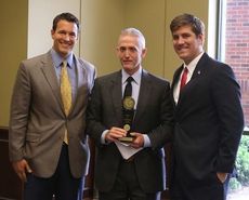 U.S. Rep. Trey Gowdy, center, was presented the Spirit of Enterprise award from Jeff Lungren, left, Director, Congressional and Public Affairs at the U.S. Chamber of Commerce and Mark Owens, Greer chamber president presented at the First Friday luncheon.
 
 