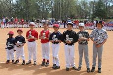 Home Run Derby winners are recognized at opening day baseball ceremonies at Century Park Saturday.
 