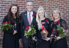 L to R: First runnerup Candace Petit, NGU Interim President Dr. Randall Pannell, 2016 NGU Homecoming Queen Stevie Martin,and second runnerup Macy McDonald.
 