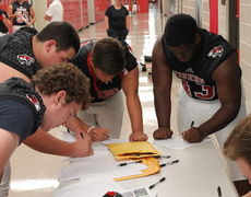 Blue Ridge players fill out the annual GreerToday.com questionnaire. But they were careful to guard against social media fireworks.
 
