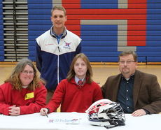 JJ Pedigo signed to play lacrosse at the University of Cumberlands in Williamsburg, Ky. Attending the signing ceremony at Riverside High School were his parents and coach, Zachary Cummings.
 
 