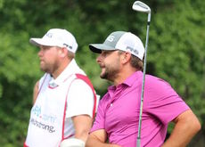Stephan Jaeger recorded two eagles Saturday to take sole possession of the 54-hole lead at the BMW Charity Pro-Am.
 