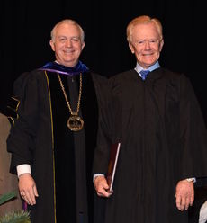 Jim Benson of Greer received an honorary degree from Dr. Keith Miller, president of Greenville Technical College, during commencement exercises last week.
 