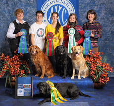 Trainers and dogs placed at the AKC Juniors Classic obedience championship in Orlando, Fla.
 