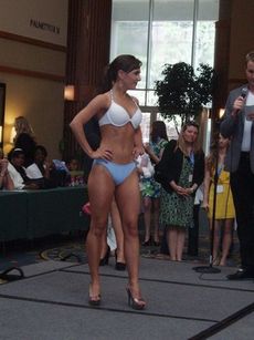 Lauren Cabaniss models a swimsuit for Tara Grinna Swimwear in Conway. The company is the official supplier of swimsuits for the pageant and the first time Miss contestants have worn one from a South Carolina manufacturer.