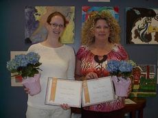 Washington Center’s recipients of Southwest PTA Awards include Samantha Stansell, Teacher of the Year, left, and Karen Grindstaff, Volunteer of the Year.