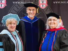 Dr. Julia Drummond, left, NGU Interim President Dr. Randall J. Pannell, and Dr. Cathy Sepko, right.
 