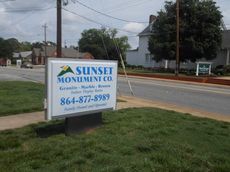 Signage, not monuments, gives the location of the Sunset Monument Co. at 217 W. Poinsett Street. The business is across the street from Wood Mortuary.