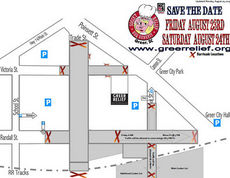 This map will help cookers, vendors and the public to navigate downtown during this weekend's Sooie't Relief BBQ festival.