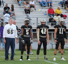 Mayor Rick Danner was the honorary captain for the Greer Yellow Jackets Friday night. Troy Pride (5), Brodie Wright (42) and Mario Cusano (11) were game captains.
 