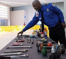 An assortment of weapons are displayed that were discovered at GSP within the past three months.
 