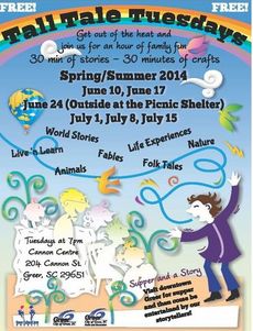 Tall Tales Tuesdays begins its summer schedule Tuesday at the Cannon Centre. Children and adults are invited to attend free.
 