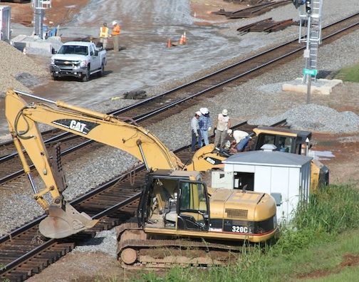 Norfolk and Southern railroad crews are preparing tracks to be laid. This week, trains are having to reduce speed to make sure a new switch has been installed appropriately. Rail traffic is expected to resume normal speeds next week.