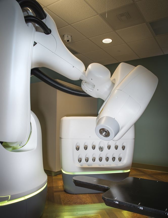CyberKnife, the innovative technology, targets and eliminates many types of cancerous tumors without surgery or a scar, or an overnight hospital stay.
 
 