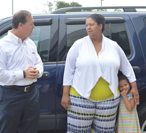 Fredericka Davenport was given the keys to a refurbished 2004 Ford Explorer in a ceremony at D & D Motors by Skip Davenport, President/GM.
 