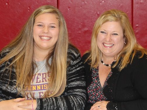 Caroline Bertling and her mother, Cecelia, are all smiles after the signing.
 
