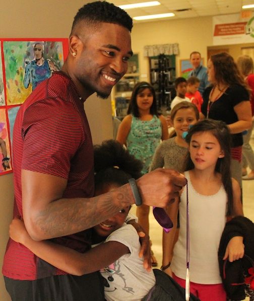 Manteo Mitchell, of Cullowhee, N.C., was given a lot of love from the Crestview Elementary students.
 