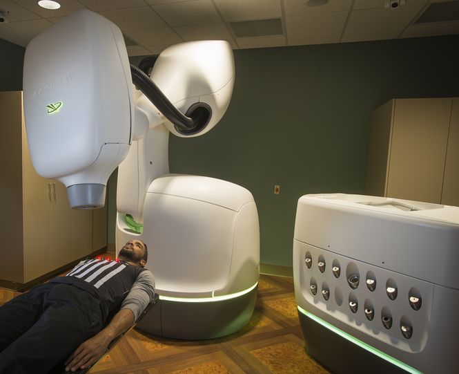 A unique feature of the CyberKnife System is its robotic tracking technology that enables continuous coordination with a patient’s tumor movement during treatment.
 
 