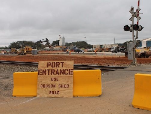 The entrance to the Inland Port on Hwy. 29/East Poinsett Street was closed over the weekend. Trucks are temporarily steered to Dobson Shed Road.
