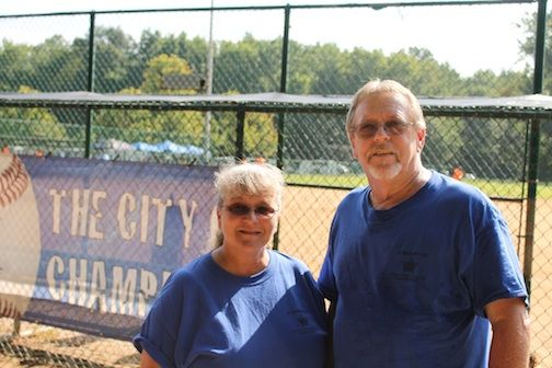 Debra and Roger Rice, Sr. threw out the first pitch Saturday in honor of their son, Roger Rice, Jr., who was killed in the line of duty in 2011.
 