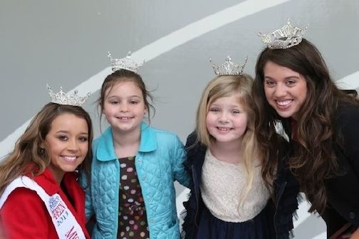 Miss Greater Greer Teen Taylor Ross, far left, Miss Greater Greer Laney Hudson, far right, share the stage with two contestants.