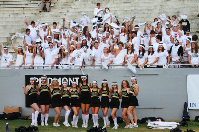 Greer students and cheerleaders had a white out tonight at the Greer football game being played at Sirrine Stadium. 